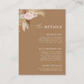 Boho Dried Pampas Grass Desert Wedding Details Informatiekaartje (Voorkant)