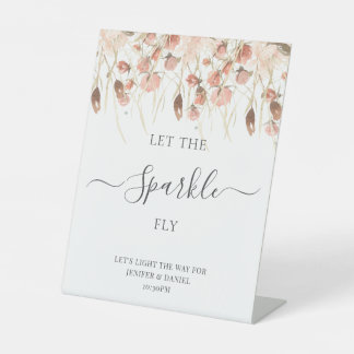 Boho Dried Watercolor Floral Wedding Reclamebord Met Voetstuk