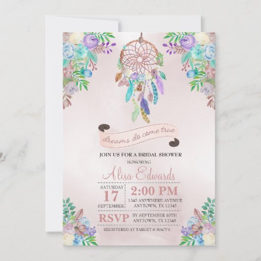 Boho Drocatcher Bridal Shower Uitnodiging (Voorkant)