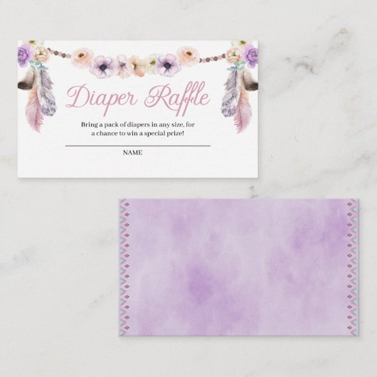 Boho Drocatcher Diaper Raffle Enclosure Card Informatiekaartje (Voorkant / Achterkant)