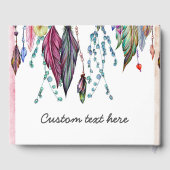 Boho Drocatcher & Feathers Pink Wedding Monogram Gastenboek (Achterkant)