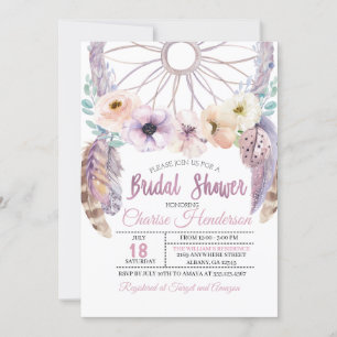 Boho Drocatcher Paarse Bridal Shower Kaart