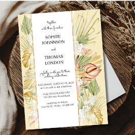 Boho droogbloemen waterverf bruiloft kaart