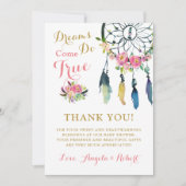 Boho Droomvanger Baby Shower Bedankkaart Kaart (Voorkant)