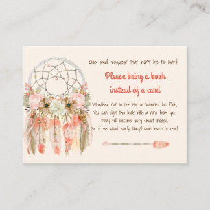 Boho Droomvanger Baby Shower Boek Verzoek Perzik Informatiekaartje