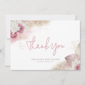 Boho Dry Botanique Roses plat Carte de remerciemen (Devant)