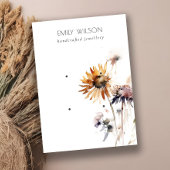 Boho Dry Wildflower Waterverf 2 Oorbel Display Visitekaartje