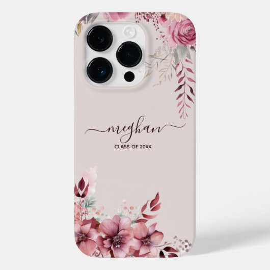 Boho Dust Roze Waterverf Flower Custom Afstuderen Case-Mate iPhone Case (Achterkant)