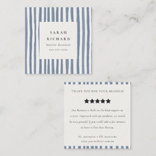 Boho Dustige Blauwe Aquarel Strepen Review Verzoek Vierkante Visitekaartje