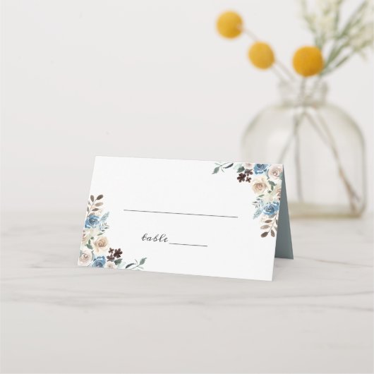 Boho Dusty Blauw Groen Rustiek Bloemen Huwelijk (Voorkant)