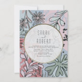 Boho Dusty bleu rose Faire-part de mariage Floral (Devant)