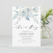 boho dusty blue baby shower-uitnodiging kaart (Staand voorkant)