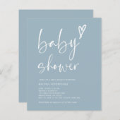 Boho Dusty Blue Boy Baby shower Uitnodiging (Voorkant / Achterkant)