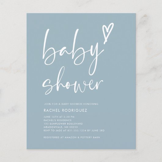 Boho Dusty Blue Boy Baby shower Uitnodiging (Voorkant)