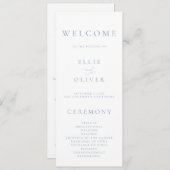 Boho Dusty Blue Elegant 1 minimalistische bruiloft Programma (Voorkant / Achterkant)