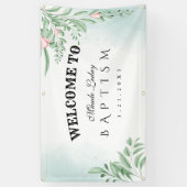 Boho Dusty Blue Eucalyptus Baptism Welkom Spandoek (Verticaal)