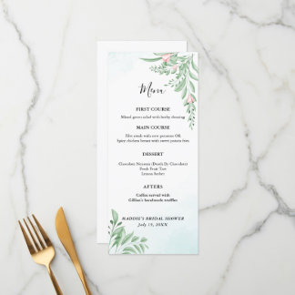 Boho Dusty Blue Eucalyptus Greenery Baby shower Menu