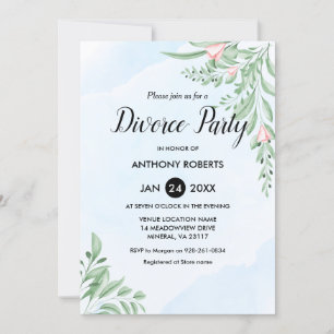 Boho Dusty Blue Eucalyptus Greenery Divorce Kaart
