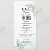 Boho Dusty Blue Eucalyptus Greenery Nieuwjaar Menu (Voorkant / Achterkant)