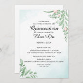 Boho Dusty Blue Eucalyptus Quinceanera Save The Date (Voorkant / Achterkant)