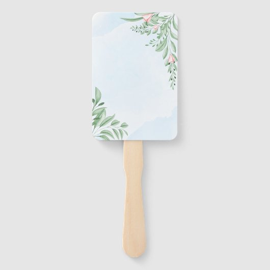 Boho Dusty Blue Eucalyptus-Vrijgezellenfeest Handwaaier (Achterkant)