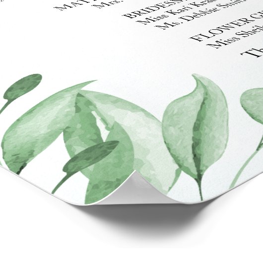 Boho Dusty Blue Eucalyptus Wedding Programme Poster (Hoek)