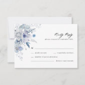 Boho Dusty Blue Fleur sauvage Wedding Carte RSVP (Devant)