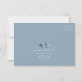 Boho Dusty Blue Fleur sauvage Wedding Carte RSVP (Dos)
