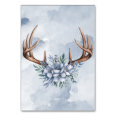 Boho Dusty Blue Floral and Deer Antlers Wedding Kaart (Achterkant)