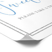 Boho dusty blue floral chic Baby's zijn zoet. Poster (Hoek)