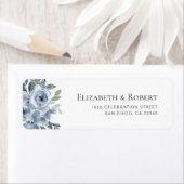 Boho Dusty Blue Floral Custom Address Label (Insitu)