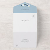 Boho Dusty Blue Floral Greenery Wedding All In One Uitnodiging (Buitenkant)