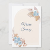 Boho Dusty Blue Floral Kaart (Achterkant)