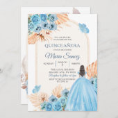 Boho Dusty Blue Floral Kaart (Voorkant / Achterkant)