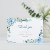 Boho Dusty Blue Floral Silver Geometric Dank u Informatiekaartje (Staand voorkant)