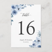 Boho Dusty Blue Floral Wedding Table Number Kaart (Voorkant)