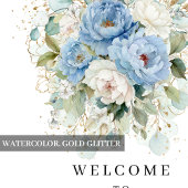 Boho Dusty Blue Flowers Bridal Shower Welcome Poster