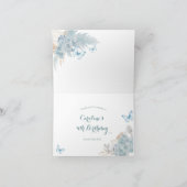 Boho Dusty Blue Flutter op Over Butterfly Gevouwen Bedankkaart (Binnen)