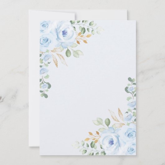 Boho Dusty Blue Gold Garden Floral Baptisme Kaart (Achterkant)