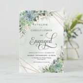 Boho dusty blue greenery succulents Gold Kaart (Staand voorkant)