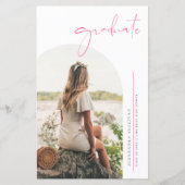 Boho Dusty Blue Minimalist Arch Foto Afstuderen (Voorkant)