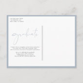 Boho Dusty Blue Minimalist Arch Foto Afstuderen Uitnodiging Briefkaart (Achterkant)