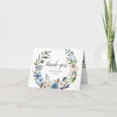 Boho Dusty Blue Neutral Flowers Wedding Bedankkaart (Voorkant)