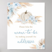 Boho Dusty Blue pompoen Envelope Station Poster (Voorkant)