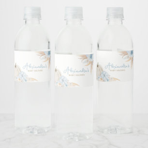Boho Dusty Blue Pumpkin Waterfles Etiket