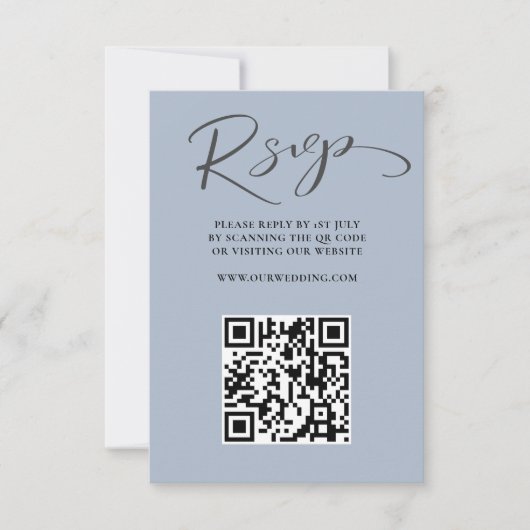 Boho Dusty Blue QR Code RSVP Mariage (Devant)