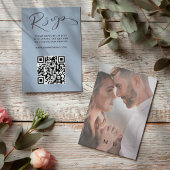 Boho Dusty Blue QR Code RSVP Mariage