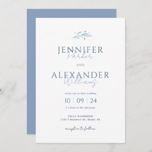 Boho Dusty Blue Wedding Invitation Kaart