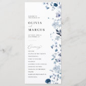 Boho Dusty Blue Wildflower Elegant Trouwprogramma Programma (Voorkant)