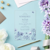 Boho dusty blue wildflowers wedding acryl uitnodigingen (Insitu (Huwelijk))
